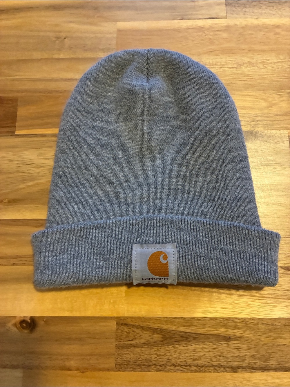 Carhartt Gray Ribbed Knit Beanie Gorpcore Winter Hat with Logo Patch Outdoor - Picture 5 of 5